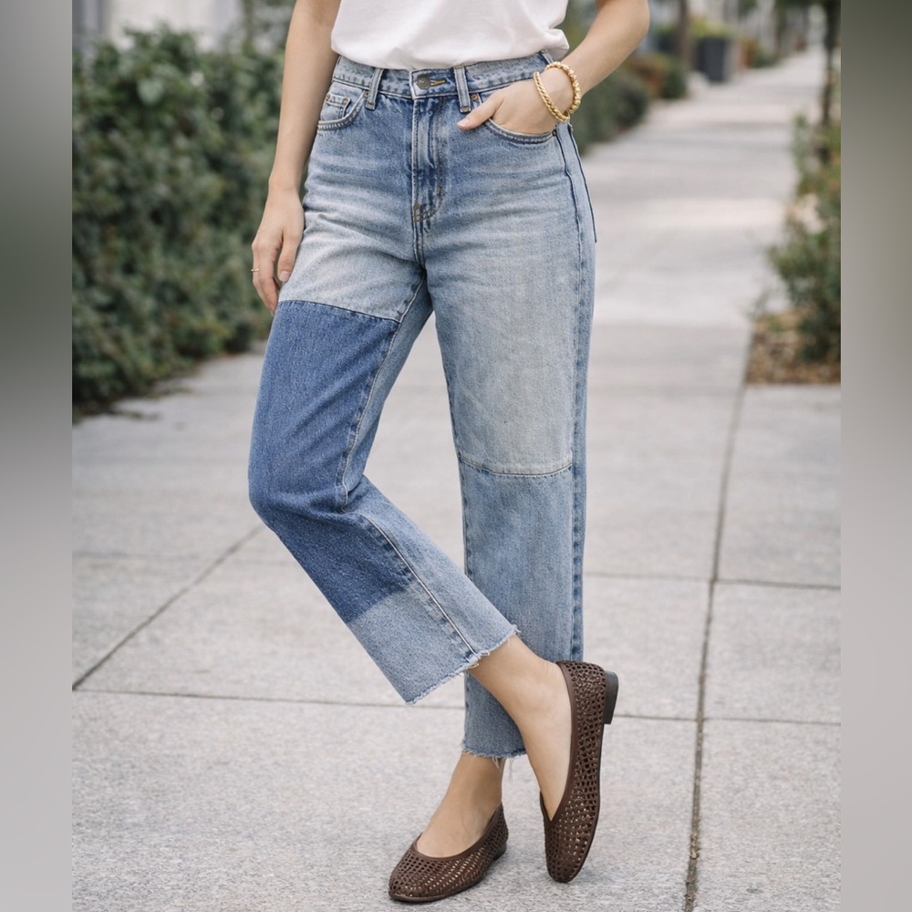 GAP Cheeky Straight Cropped Patchwork Jeans | Size 8/29T
